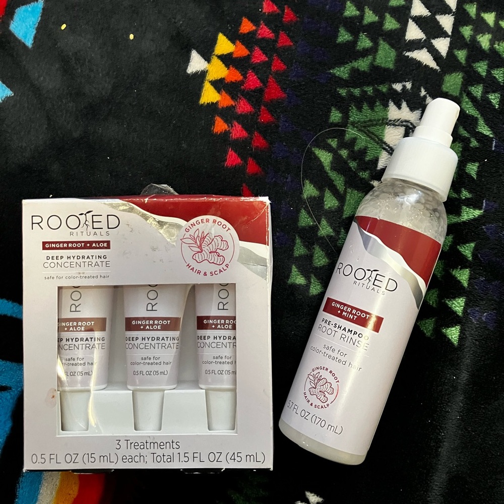 Rooted rituals hair treatment and pre shampoo root rinse bundle